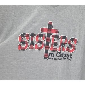 Christian tshirt Sisters in Christ  long sleeve shirt Grey size 3XL Christmas